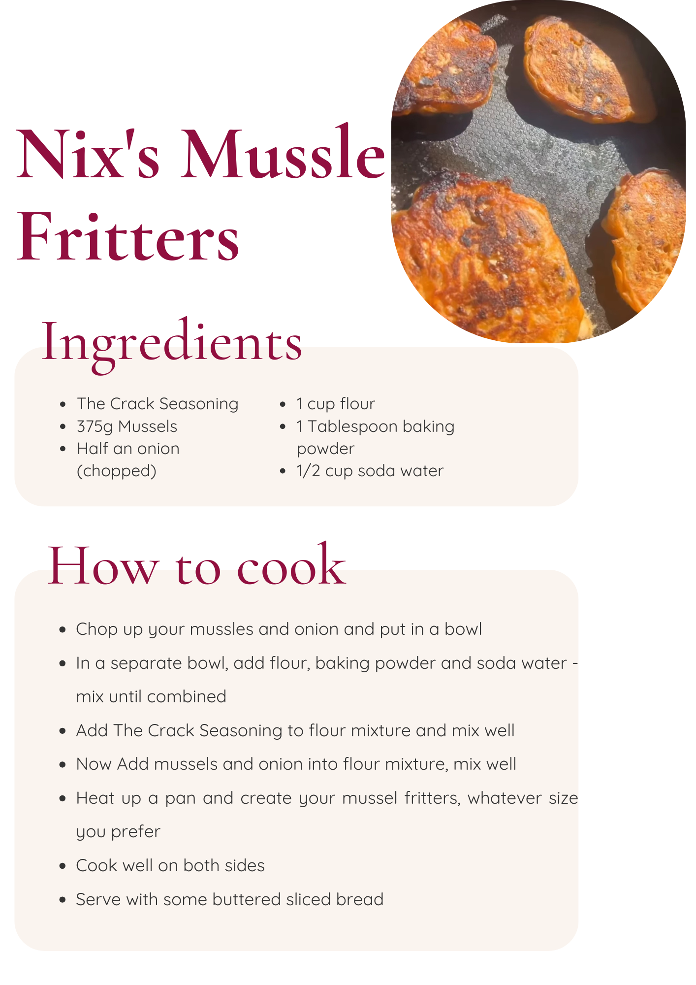 Nix's Mussel Fritters